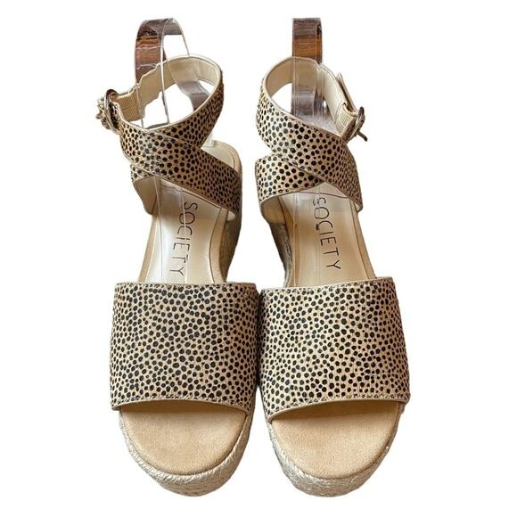 SOLE SOCIETY ADLYNDA 2 WOMENS COW HAIR ANKLE‎ STRAP PLATFORM SANDALS Size 8.5 - Picture 2 of 8